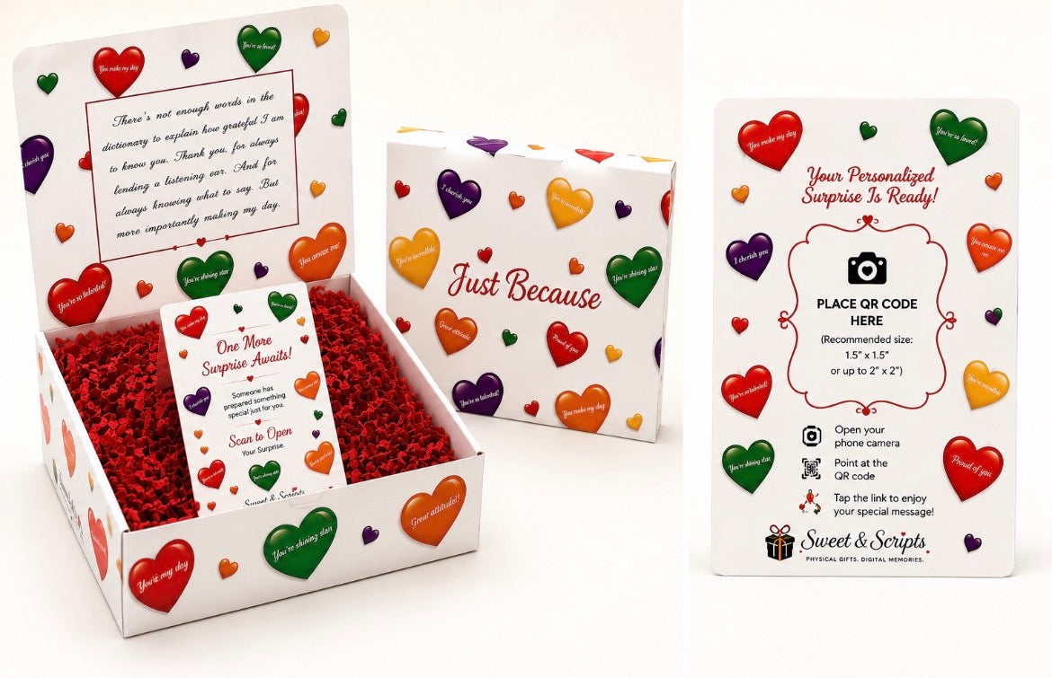 Just Because Bakery Box with Greeting Card & QR Video