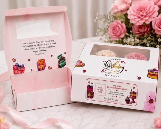 Birthday Surprise Bakery Box with Greeting Card & Personalized QR Experience